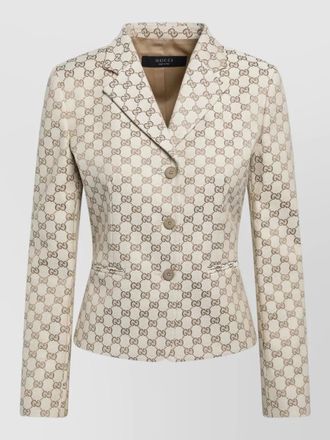 Gucci cotton logo-print single-breasted blazer