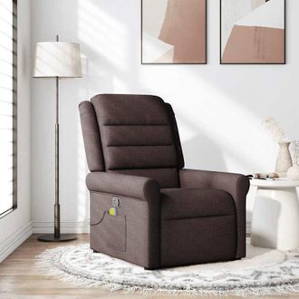 vidaXL Sill&oacute;n De Masaje Reclinable De Tela Marr&oacute;n Oscuro Vidaxl