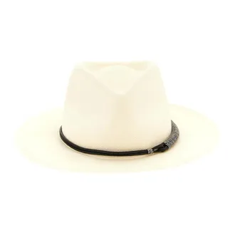 Brunello Cucinelli Accessoires, Dames, Beige, S, Stroken Fedora