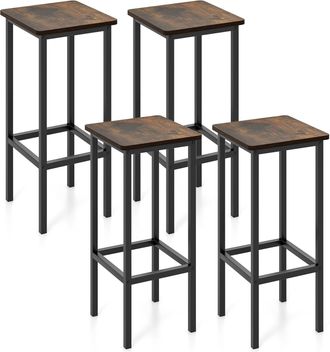 Costway Costway - Set Di 4 Sgabelli Da Bar, Sgabello Da Bar Con Gambe In Metallo E Poggiapiedi, Sgabello Senza Schienale Per Cucina, Sala Da Pranzo E Bar, 30 
