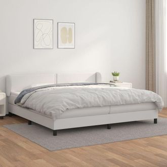 vidaXL Vidaxl - Cama Box Spring Con Colch&oacute;n Cuero Sint&eacute;tico Blanco 200x200 Cm