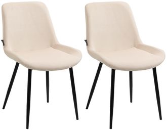 Clp Clp - Set De 2 Sillas De Comedor Victoria En Terciopelo Crema