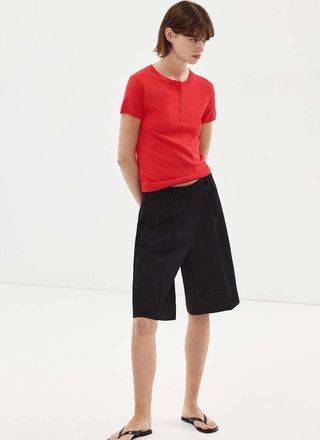 Mango Pullover maglia sottile maniche corte rosso - Donna - XXS - MANGO