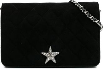 Chanel Pre-owned Womens Quilted Chain Bag Star Embellishment - Black Leather - One Size