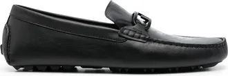 Fendi logo-print leather loafers - men - Calf Leather/Calf Leather/Rubber - 6 - Black