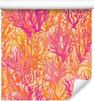 OEM Carta Da Parati Color Pesca, Corallo E Rosa Per Soggiorno E Camera Da Letto, 50x1000 Cm