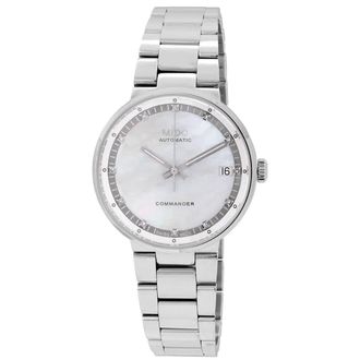 Mido Commander II Automatic Diamond White Mother of Pearl Dial Ladies Watch M0142071111680