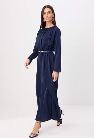 Trendyol Modest Dames Donkerblauw Effen Maxi Lang Recht Modest Jurken