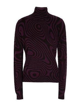 8 by YOOX ORGANIC COTTON PRINTED MOCK NECK KNITTED SWEATER