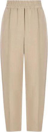 Brunello Cucinelli Linnenmix Broek - Dames - Wijde Broeken - Beige - M - Linnen - Broeken