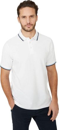 Maine Pique Tipped Polo Shirt, XXL, White