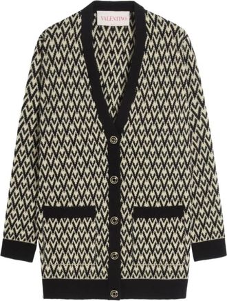 Valentino Monogram Gebreide Vest - Dames - Vesten - Zwart - S - Wol - Truien & Vesten