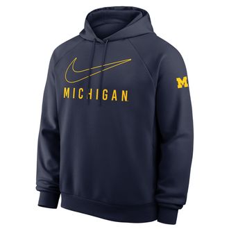 Nike Michigan Premium Performance Nike Mens Dri-FIT College Pullover Hoodie in Blue | 03EJ41SMWN-0SF