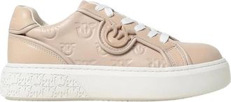 Pinko Casual Leren Sneakers met Veters en Platformzool - Dames - Sneakers - Beige - 41 EU - Leer - Schoenen