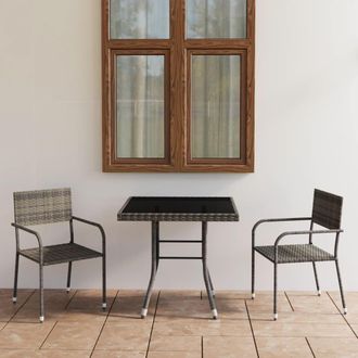 vidaXL Set Comedor Jard&iacute;n 3 Pzas Rat&aacute;n Sint&eacute;tico Gris Antracita Y Gris Vidaxl