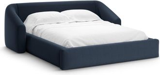 Cosmopolitan Design Cama con cabecero y ba&uacute;l 200x140cm tejido estructural azul regio