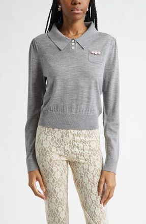 Sandy Liang Akira Merino Wool Sweater in Heather Grey at Nordstrom, Size X-Small