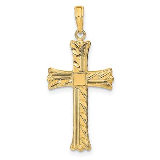 Diamond2Deal 14k Yellow Gold Textured Square Center Cross Pendant