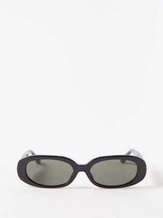 Linda Farrow Cara Oval Acetate Sunglasses - Womens - Black