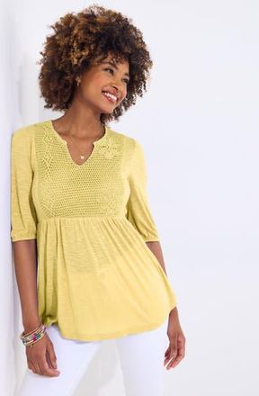 Joe Browns Notch Neck Babydoll Tee in Butter at Nordstrom, Size Medium