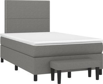vidaXL Cama Box Spring Con Colch&oacute;n Tela Gris Oscuro 120x190 Cm Vidaxl