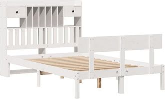 vidaXL Bookcase Bed without Mattress White 135x190 cm Double Solid Wood Pine Vidaxl