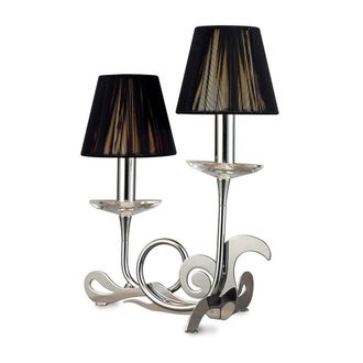 Netlighting Acanto Table Lamp 2 Light E14 Polished Chrome With Black Shades in Grey