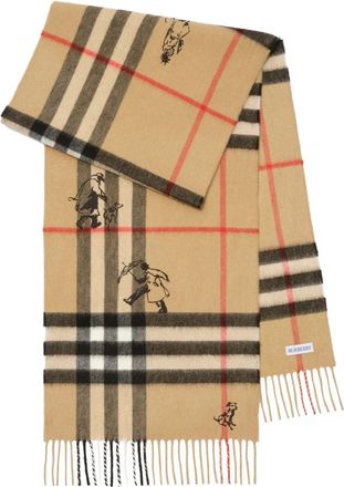 Burberry Check Mates Cashmere Sjaal - Heren - Wintersjaals - Beige - ONE Size - Kasjmier - Accessoires