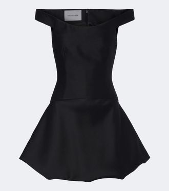 Balenciaga Off-shoulder wool and silk corset dress