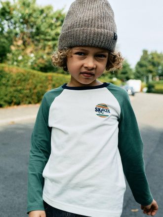 Vertbaudet Langarmshirt f&uuml;r Jungen mit Colorblock-Effekt salbeigr&uuml;n
