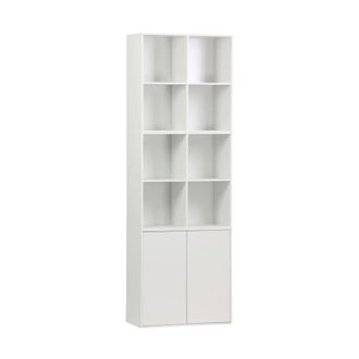 Sweeek Estante, biblioteca modular con 2 puertas y 8 nichos, blanco
