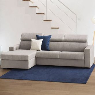 Dmora Sof&aacute; Fijo Dcisc, Sof&aacute; De Esquina, 100% Made In Italy, Sof&aacute; De Sal&oacute;n Con Chaise Longue, En Tela Acolchada - Pen&iacute;nsula Contenedor Izquierda, Con Reposab