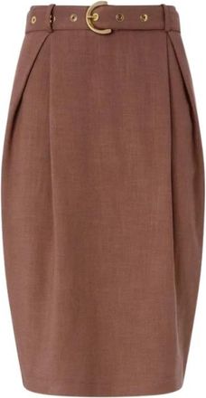 Pinko Longuette Pencil Rok - Dames - Korte rokken - Bruin - S - Leer - Rokken