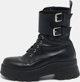 Gianvito Rossi Black Leather Marloe Combat Boots