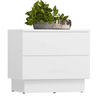 Topeshop Amber 2s - Mesita De Noche - 2 Cajones - 48x55x37 Cm - Blanco