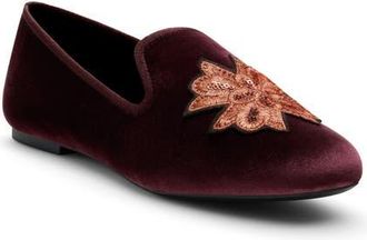 Birdies The Starling Loafer Velvet Embroidery in Bordeaux Velvet Embroidery at Nordstrom, Size 5.5