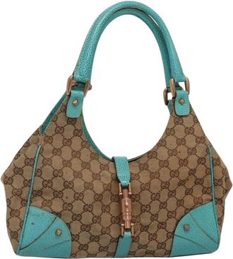 Gucci Joy Bardot Hobo Gg Canvas Beige Canvas Bag (Pre-Owned)