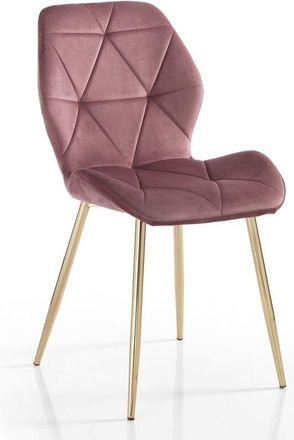 Oresteluchetta Juego De 4 Sillas De Terciopelo Dise&ntilde;o Para Cocina Y Sala De Estar Virginia Gold - Rosa