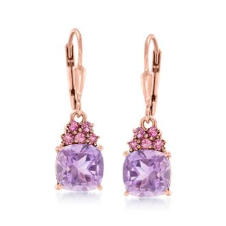 Ross-Simons Amethyst and. Rhodolite Garnet Drop Earrings in 18kt Rose Gold Over Sterling