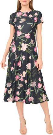 Ted Baker Cap Sleeve Midi Dress in Rich Black at Nordstrom Rack, Size 12