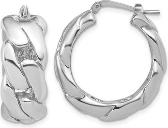 Diamond2Deal Sterling Silver Polished Curb Link Hoop Earrings 27.6mm