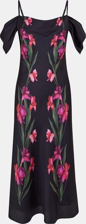 Ted Baker Womens Satin Square Neck Midi Slip Dress in Black - Size 12 UK