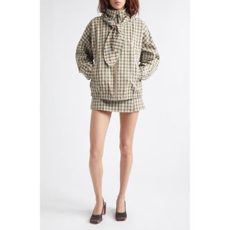 Sandy Liang Eddy Plaid Jacket with Bonnet Hood in Brown Multi at Nordstrom, Size X-Small
