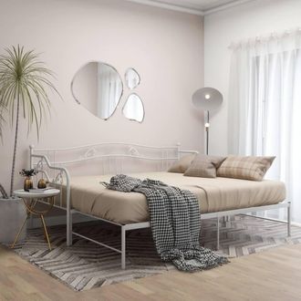 Berkfield Home Pull-out Sofa Bed Frame White Metal 90x200 cm