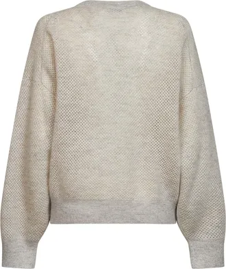 Brunello Cucinelli Womens Net Double-Knit Sweater Ivory Beige