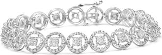House of Brilliance 925 Sterling Silver 1/2 Cttw Diamond Nested Circle Miracle Set Open Wheel 7.25 Fashion Link Bracelet