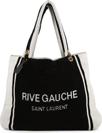 Saint Laurent Black White Cotton Tote Bag (Pre-Owned)