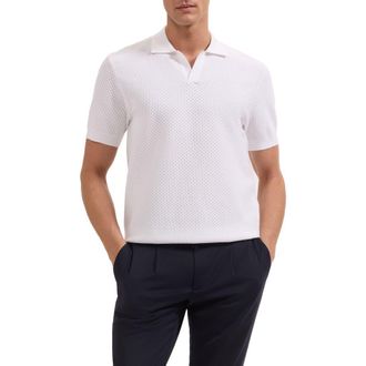 Bugatchi Open Stitch Polo Sweater in Chalk at Nordstrom, Size Xxx-Large