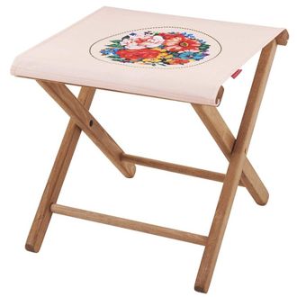Vent de Boh&egrave;me Taburete plegable de eucalipto y tela outdoor floral beige