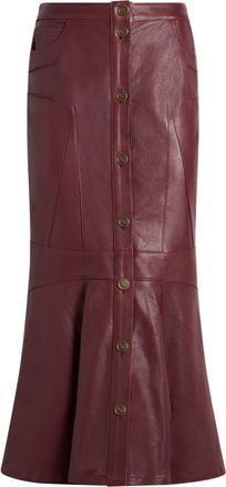 Etro mermaid leather skirt - women - Viscose/Polyester/Leather - 40 - Red
